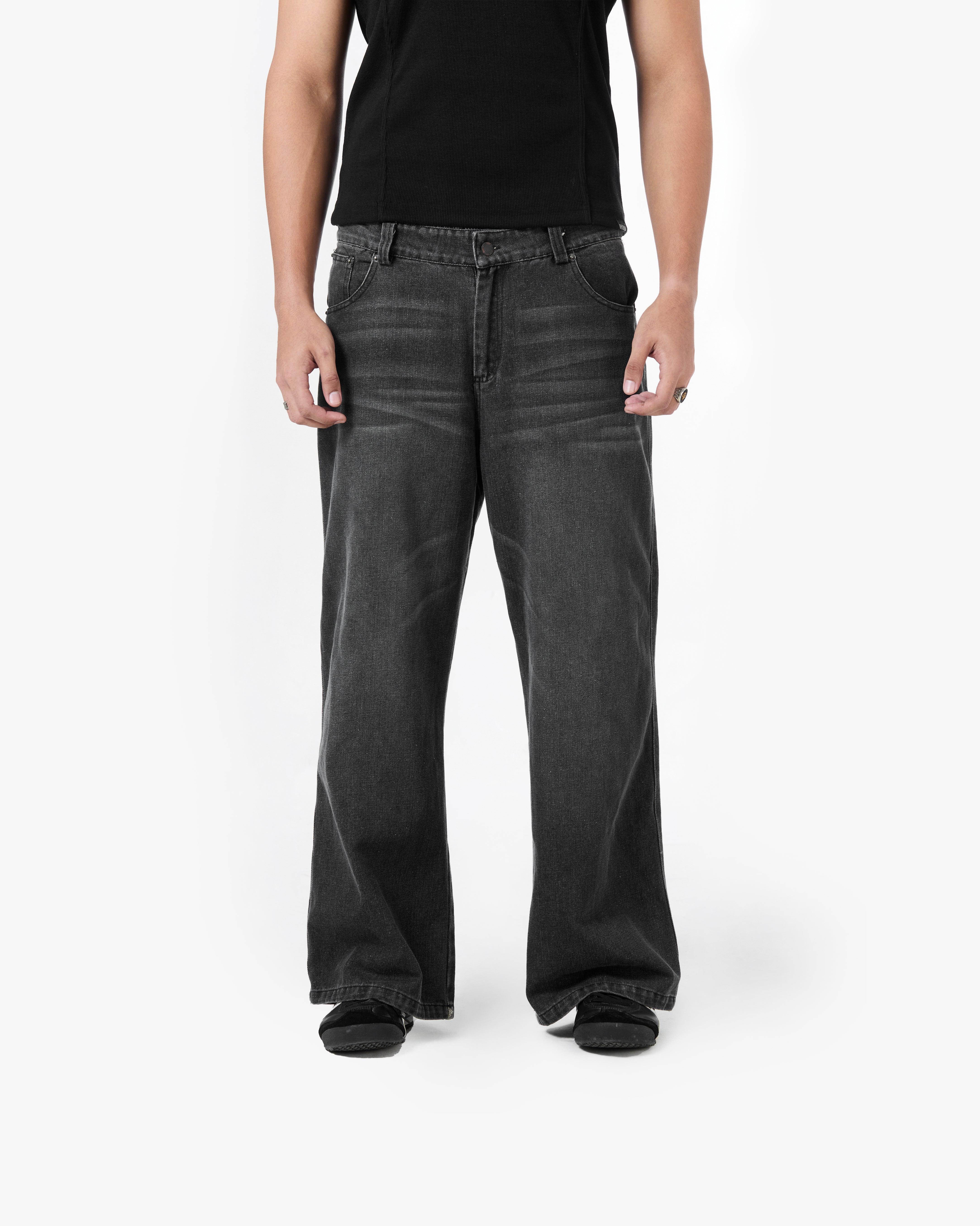 Vintage Washed Baggy Denim Black
