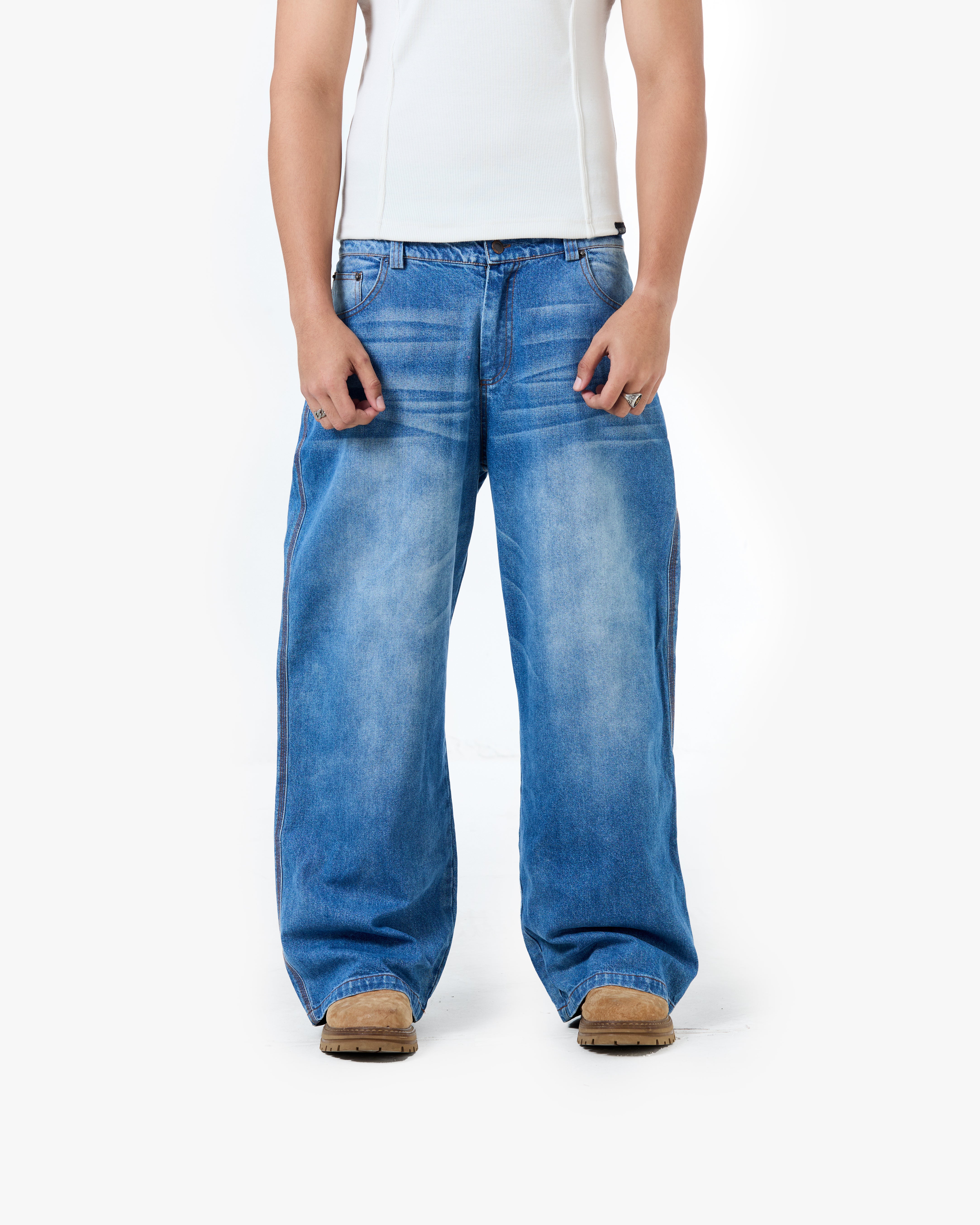 Vintage Washed Baggy Denim Blue 01