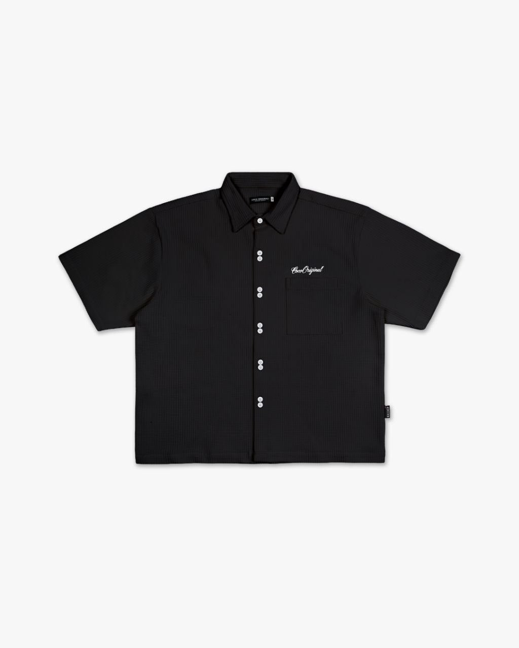 Waffle Collar Short Sleeve Shirt