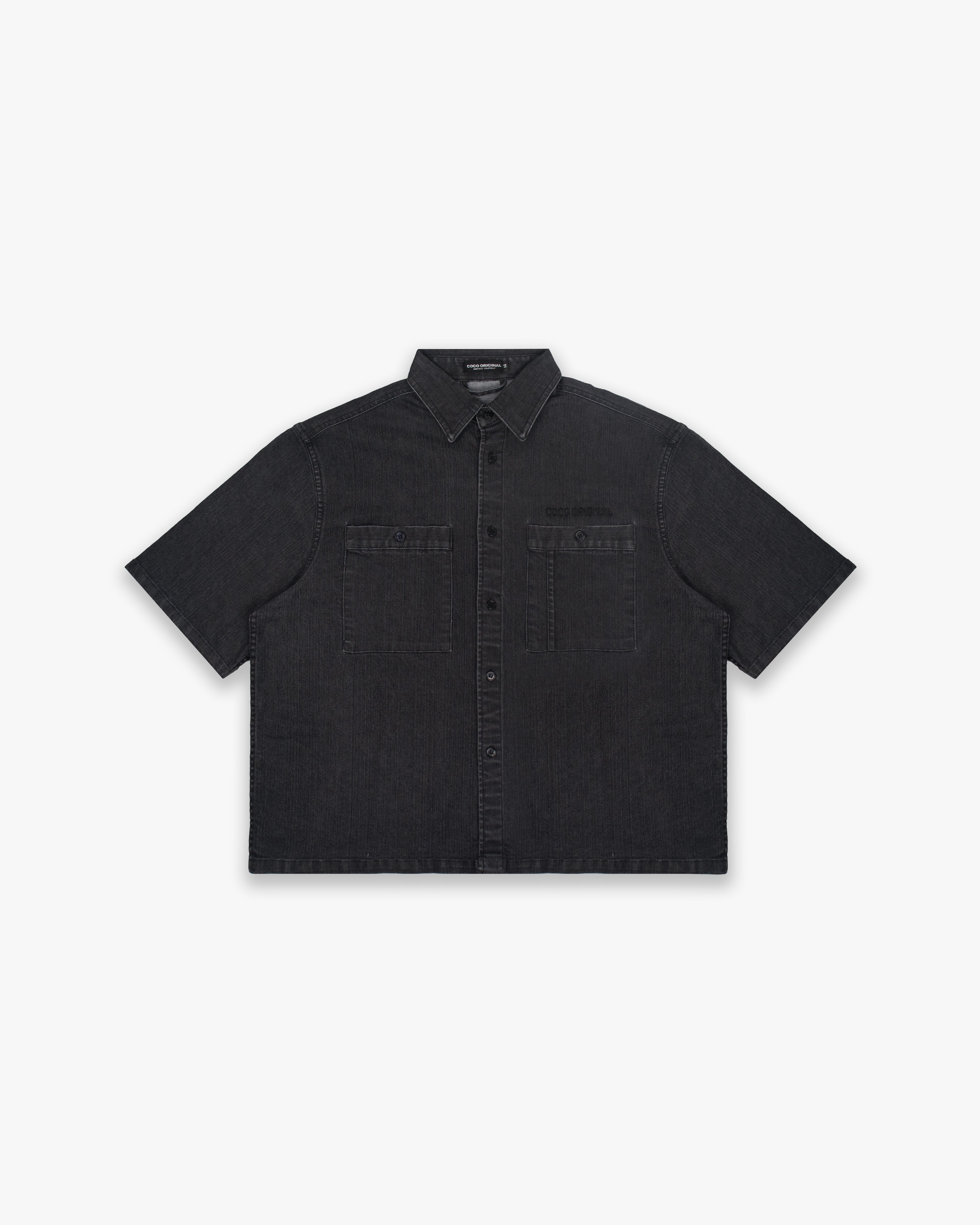 Washed Denim Cropped Work Shirt